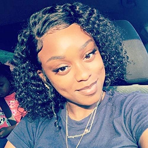 VRVOGUE 8 Inch Bob Deep Wave Human Hair Lace Frontal Wigs 150% Density 100% Unprocessed Brazilian Remy 13x4 Virgin Human Hair Wigs Pre Plucked Natural with Baby Hair Wig For Black Women …