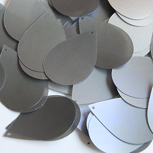 Platinum Lazersheen Translucent Sequin Teardrop 1.5 inch Couture Loose Paillettes. Made in USA.