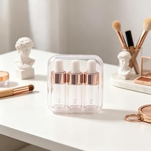3 Pack 0.1oz Empty Mini Glass Dropper Bottles, Refillable Travel Leak Proof Sample Vials for Cosmetic & Personal Care Liquids
