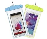Universal Waterproof Case, Mini-Factory Dry Bag Pouch, Transparent Cover for iPhone 6, Plus, Samsung Galaxy S7 S6 edge, Note, HTC, Nokia - Blue + Green (2 Packs)