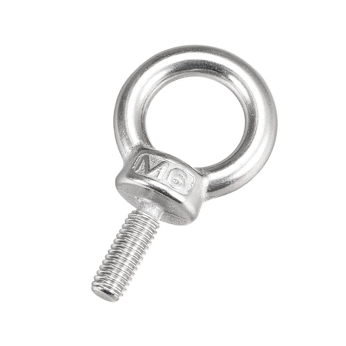 Sourcingmap Lifting Eye Bolt M6 x 16mm Male Thread 304 Stainless Steel for Hanging, Pack of 5
