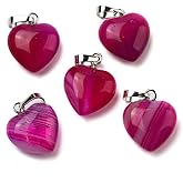 DanLingJewelry 10Pcs Purple Natural Gemstone Pendants Heart Shape Crystal Agate Stone Charms for Jewelry Making Necklaces Bracelets Crafts