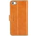 iPhone SE Case, iPhone 5S Wallet Case, SHIELDON Genuine Leather Slim Folio Flip Magnetic Case Cover with Kickstand & Credit Card Slots for Apple iPhone 5/5S/SE, Tan Brown