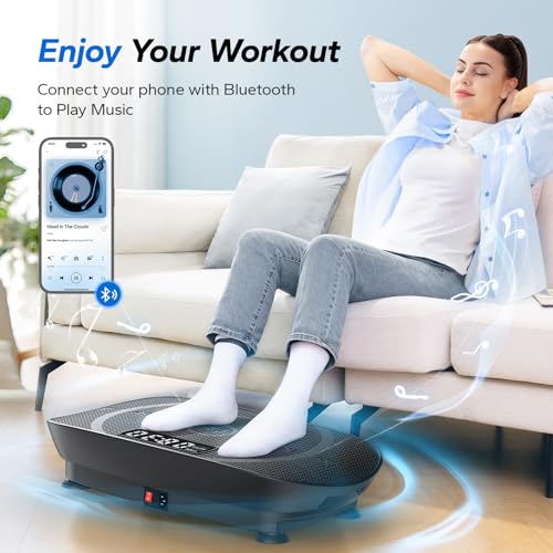 MERACH Vibration Plate Exercise Machine, Whole Body Exercise & Fitness Equipment, Bluetooth and Silicone Pedal, Vibrating Plate Machine with Auto Mode, Vibrate Fitness Platform for Home