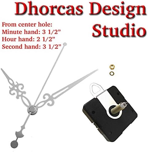 Dhorcas (#012) 3/4" Threaded Motor and Silver 3 1/2" Hands and Hanger, Quartz Clock Movement Kit for Replacement