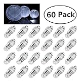 Jofan 60pcs Cool White Mini Lights Paper Lantern Lights LED Balloon Lights for Floral Party Wedding Decoration (Waterproof and Submersible)
