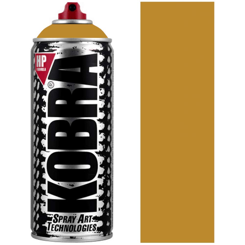 KOBRA HP High Pressure Spray Paint 400ml Can – Professional Grade 100% Acrylic Formula with Matte Finish for Graffiti, Street Art, Crafts & Multi-Surface Use (150 Mustard)