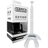 Battle Oxygen Lip Protector Mouth Guard with Connected Strap, Football and Sports Gear, Maximum Oxygen Supply, Mouthpiece Fits With or Without Braces - One Size, White