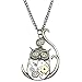 Q&Q Fashion Fab Silver Ornate 3D Owl Moon Watch Clock Hand Gear Cog Steampunk Chain Fancy Dress Necklace