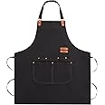 TREASO Apron for Men Women, Chef Apron with Adjustable Neck Strap, Heavy Duty Apron for Men with Pockets, Aprons for Cooking, Baking, Gardening, Woodwork, Hair Stylist, BBQ,Grill