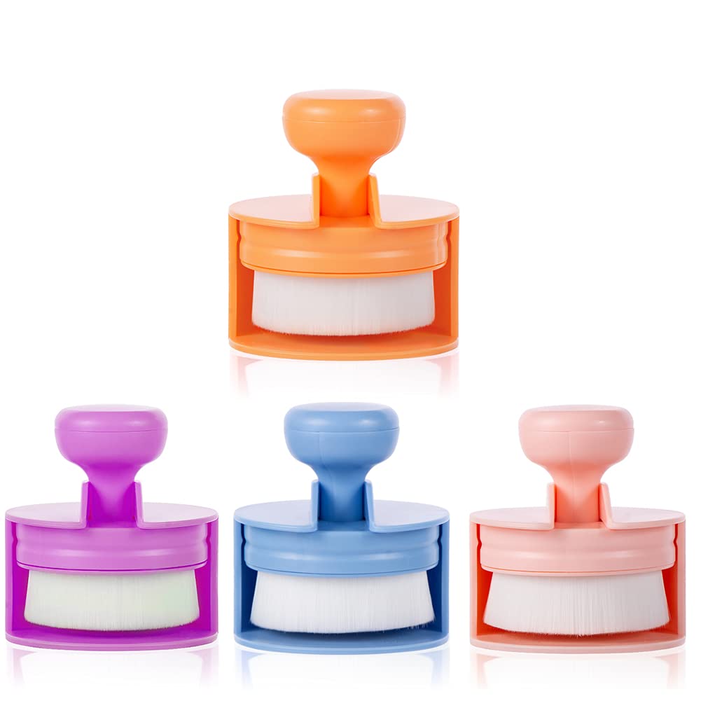 Yoseng 4 Pack Flat Top Craft Ink Blending Brushes, Color Coded Handle Tool With Holder (Large) for Paper Crafter