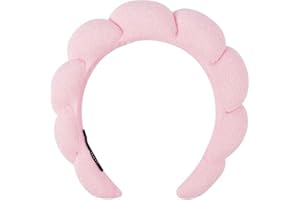 LALAXAVA Spa Headband Hair Band for Women - Puffy Sponge Pink Headbands for Washing Face Hair Headband for Skincare, Makeup R