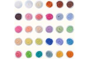 WHTCHSU 30 Colors Fibre Wool Yarn Roving for Needle Felting Hand Spinning Craft Materials