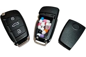 BROSASH A6 Car Key Safe - Easy Open Hidden Secret Compartment Stash it Box Discreet Decoy Car Key Fob to Hide Store Money Jewelry Small Container to Keep Valuables Safe in Plain Sight Storage Rave Keychain