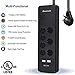 DEWENWILS 7-Outlet Surge Protector Power Strip with 2 USB Ports, 6 Ft Flat Plug Extension Cord, 15A Circuit Breaker, 1780 Joules Surge Protection for Home/Office, Wall Mount, UL Listed, Black