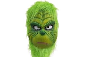 WPOZD Christmas Cosplay Mask, Green monster Christmas Costume Latex mask Cosplay Costume Accessories for Adult and Kids