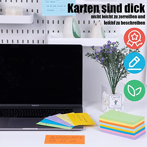 Koogel Karteikarte Linierte, 300 Blätter Linierte Lernkarten 125 mm x 75 mm Karteikarten 8 Farbenin für Unterwegs Vokabel Lernen Büro Schule Präsentation