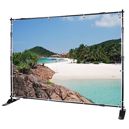 Voilamart Banner Stand 8' x 8' Adjustable Telescopic Display Backdrop Stand Step and Repeat for Trade Show, Photo Booth, Wall Exhibitor Background with Carrying Bag