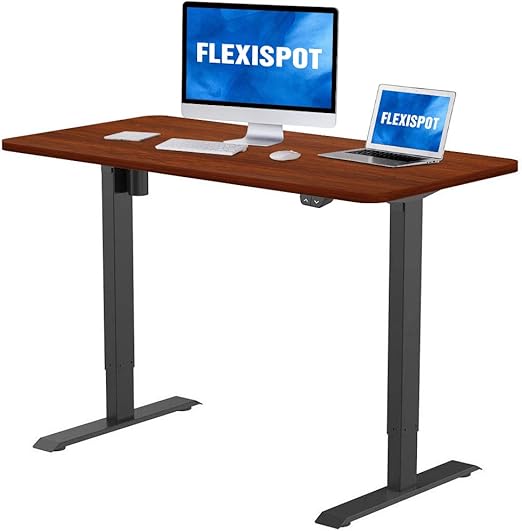 Amazon Com Flexispot Electric Standing Desk 48 X 30 Inches Height Adjustable Desk Sit Stand Desk Base Home Office Table Stand Up Desk Black Frame 48 In Mahogany Top Furniture Decor