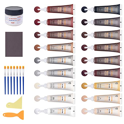 Holzkitt Reparaturset, Laminat Parkett Reparatur 18 Farben Holzspachtelmasse zum Ausbessern Holz Möbel Reparaturset von Risse Löcher Kratzer für Holzboden, Arbeitsplatte, Tür, Schrank, Treppe usw. thumbnail 1