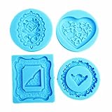 Yunko Set of 4 Heart Round Mirror Frames Mini Silicone Sugarcraft Mold Cupcake Decoration,Candy Fondant Chocolate Gum Paste Accessory Mould DIY Tools