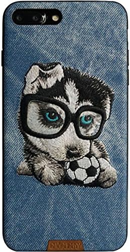 MayAi iPhone 7 Case Cute Husky Dog Embroidered, iPhone 8 Case Silicone, Leather Resistant Back Cover, Soft Touch Slim Fit Flexible TPU Case for iPhone 6