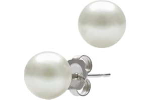 BELACQUA 14K Gold AAA Quality White Cultured Freshwater Pearl Stud Earrings