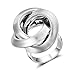 Mytys Stainless Steel Cocktail Rings Interlocked Ring for Women Girl Men Boy Matte Brushed Comfort Fit