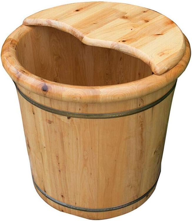 Foot Spa Bath Barrel For Spa Foot Tub Wooden Bucket Household Wash Basin Smooth And Delicate FootbathCypress Sauna Soak Soaking Pedicure Bowl Barrels WoodFoot Basin TubBucket With Lid With FeetMassage
