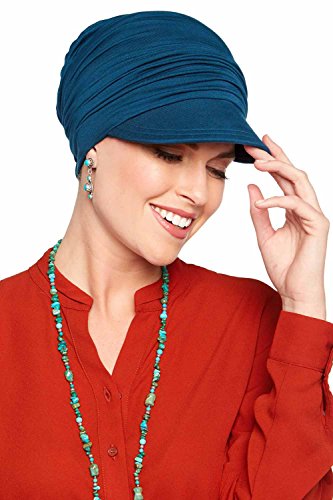 Bamboo Slouchy Newsboy Hat-Caps for Women with Chemo Cancer Hair Loss Luxury Bamboo - Pacific Blue