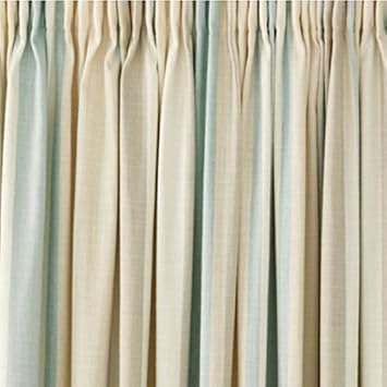 Laura Ashley Awning Stripe Duck Egg Beige Cream Pencil Pleat Ready