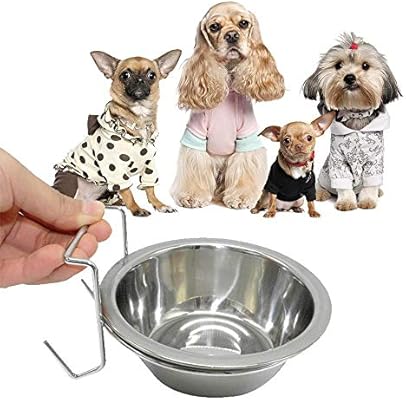 Hanging Dog Bowl Hamkaw Stainless Steel Food Water Cup Metal