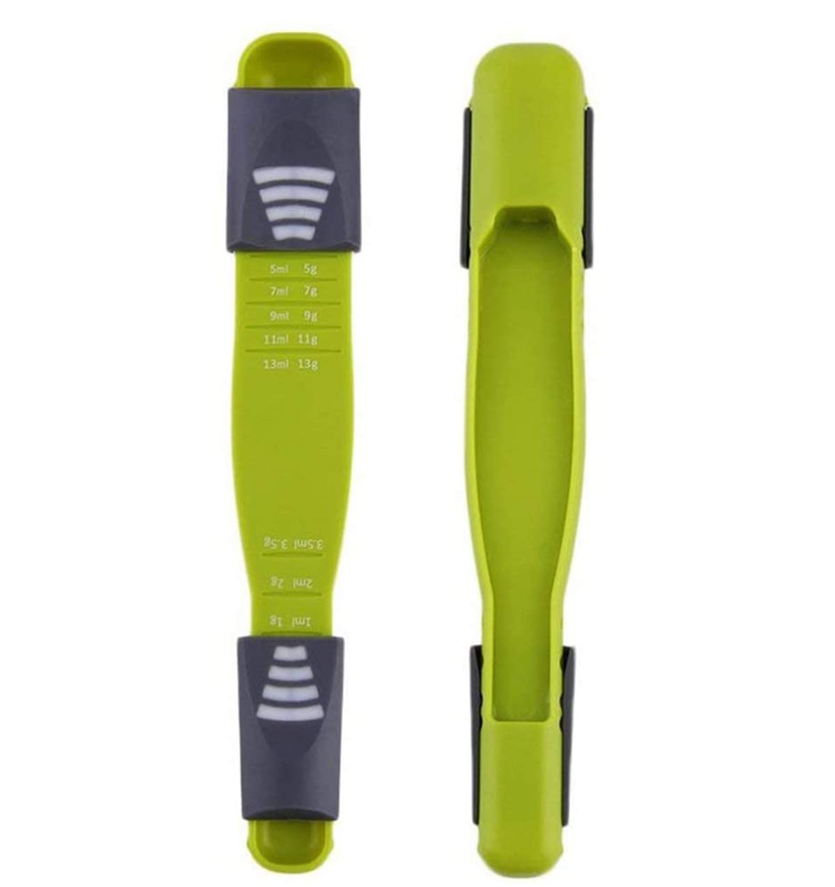 Bessy Shop 2 Pcs Multi-Function Measuring Spoon Tools - Adjustable, 8 Stalls Powder Measure Spoons for Dry, Liquid Ingredients - Metric, Sliding Scale