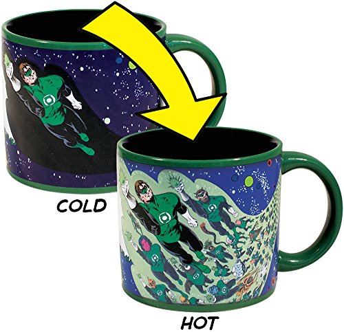 Green Lantern Corps Heat Changing Coffee Mug - Add Hot Liquid and the Whole Green Lantern Corps Appears - Comes in a Fun Gift Box