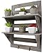 Chiaravita Vintage Rustic Torched Wood Hanging Wall Mount Organizer with 2 Hooks, 2-Tier Storage Rack Shelves – Farmhouse/White Washed Home Decor Shelf for Kitchen, Bedrooms, or Bathroom