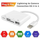 Weytech 4 in 1 SD TF Card Reader Compatible with iPhone iPad iPod,USB OTG Camera Connection Kit SD T-Flash Card Reader Work with Hubs Keyboards Audio/MIDI Interfaces Ethernet Adapter