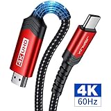 USB C to HDMI 2.0 Cable 10ft, JSAUX 4K@60Hz Type C to HDMI Cord(Thunderbolt 3 Compatible) for MacBook Pro 2018 2017 Air iPad Pro, Samsung Galaxy S20 Note 10 S10 Plus, Dell XPS 13, Surface Book-Red