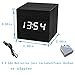 Nescope Digital Alarm Clock Digital Clock Cube Design Wooden Clock with 12/24Hr 3 Sets of Alarms Temperature Display