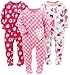 Simple Joys by Carter's Baby Girls' Toddler 3-Pack Flame Resistant Fleece Footed Pajamas, Superhero/Donut/Owl, 4T
