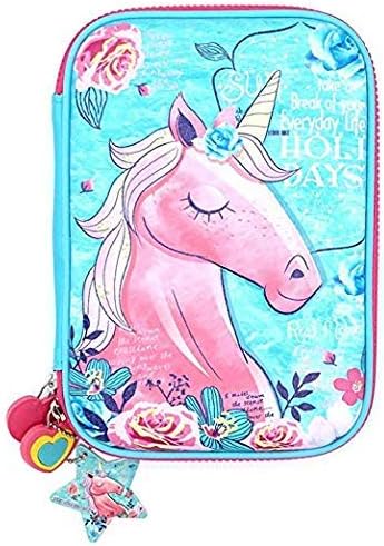 A Little Swag Unicorn Embossed Pen Pencil Holder Case Box (Light Pink)