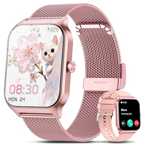 Smart Watch Women Men, 1.85'' Lightweight Screen Fitness Watch, Bluetooth Call, HR/ Blood Pressure/ Sleep Monitor, 115+ Sports Modes, Voice Control, IP68 Waterproof Compatible with Android & iPhone