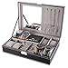 EleLight Black Jewelry Box 8 Slots Watch Organizer Storage Case with Lock and Mirror for Men Women