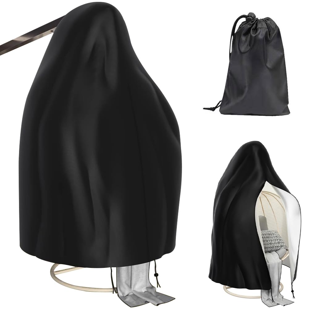 Waterproof Oxford Hanging Egg Chair Cover with Zipper, Heavy-Duty Outdoor Swing, 190x115cm