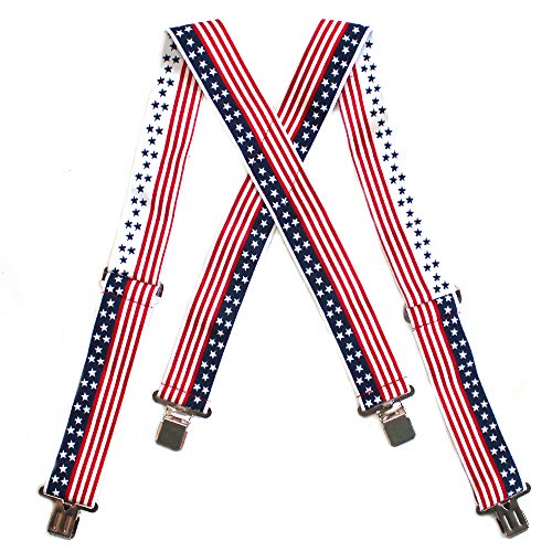 Melo Tough Men's Suspenders Fully Elastic 2 inch Wide X back Heavy Duty