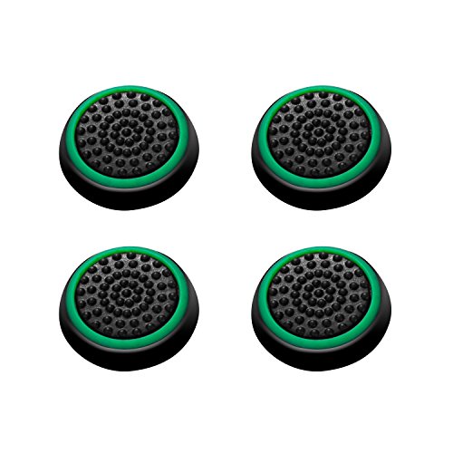 Insten [2 Pair / 4 Pcs] Wireless Controllers Silicone Analog Thumb Grip Stick Cover, Game Remote Joystick Cap for PS4 Dualshock 4/ PS3 Dualshock 3/ PS2 Dualshock/Xbox One/Xbox 360, Black/Green - Thumbnail 7