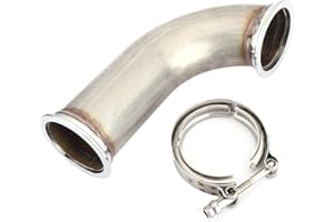 3 Inch 90 Degree V Band Downpipe with Clamp Stainless Steel Short Leg Pipe High Impact Direct Replacement for Vehicle Systems