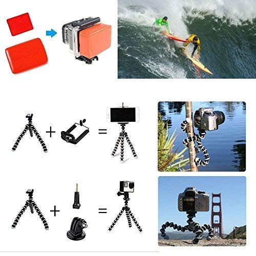 SmilePowo Sports Action Camera Accessory Kit for GoPro Hero6，5 Black, Hero 5,4,3,2,1，Session,GoPro Fusion，DBPOWER,AKASO,APEMAN,SJ CAM,XIAO YI ,2，Sony ,Sports Camera