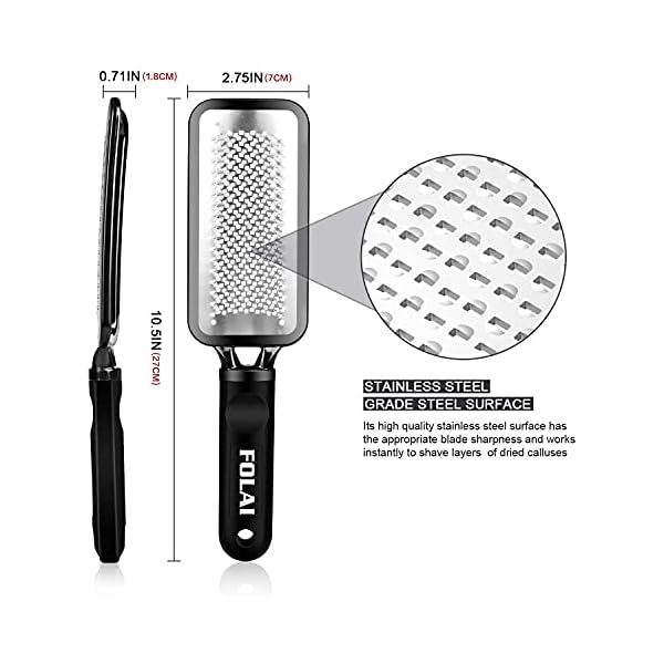 FOLAI-Foot-File-Foot-Pedicure-Tool-Stainless-Steel-Foot-File-Dead-Skin-Remover-Foot-Care-Pedicure-Tool-for-Cracked-Feet-Make-Foot-Beauty-and-Extra-SmoothBlack FOLAI Foot File Foot Pedicure Tool, Stainless Steel Foot File, Dead Skin Remover Foot Care Pedicure Tool for Cracked…