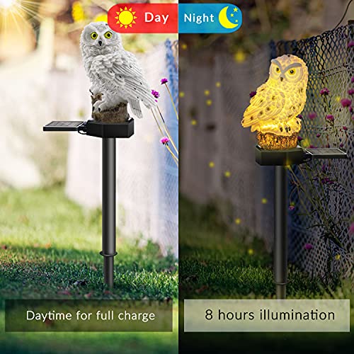 2 Pack Owl Solar LED Lights, 2 Pack Garden Waterproof Decorative with Stake for Outdoor Yard Pathway Outside Patio Lawn Decor Scare Birds Away
