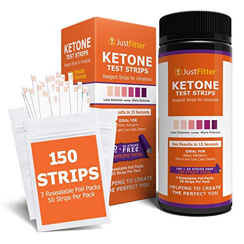 Ketone Keto Urine 150 Test Strips. 3 Resealable Foil Packs of 50 Strips Each. Lose Weight, Look & Feel Fabulous on a Low Carb Ketogenic or HCG Diet. Accurately Measure Your Fat Burning Ketosis Levels.